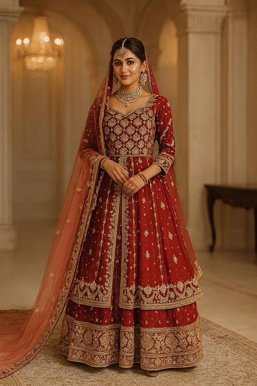 Custom Tailored Red Lehnga
