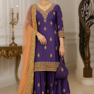 Custom Tailored Purple Sharara