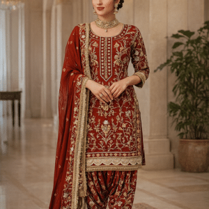Red Customized Bridal Patiala Suit