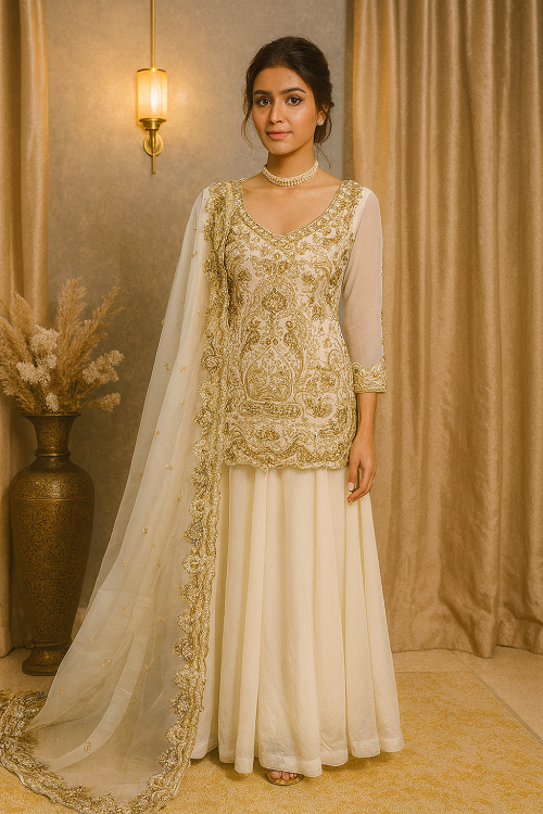 White Custom Sharara