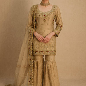 Elegant Golden Color Sharara