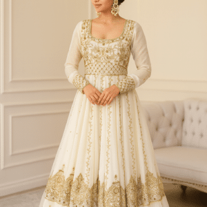 White Anarkali Suit